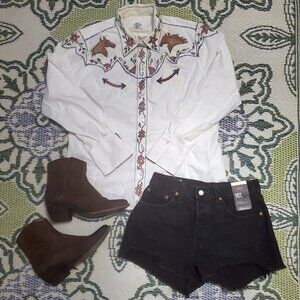 Women's LEVI'S 501 Original High Rise Denim Jean Shorts Sz 28 Black NWT